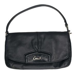 Coach Ashley Pleated Leather Organizer Wristlet Wallet Clutch Black Leather
